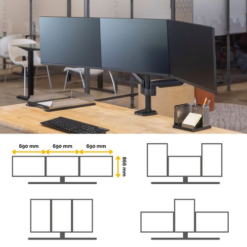 Fellowes Platinum Series Triple Monitor Arm Office Monster