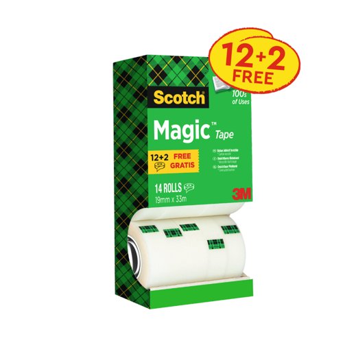 Scotch Pack of 12 Magic Tape 19mmx33m  Value Pack (+ 2 Free)