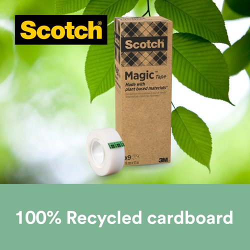 Scotch Magic Tape, Made with 66% Plant Based Adhesive, 19 mm x 33 m, 9 Rolls/Pack