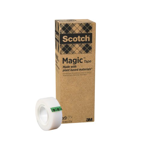 Scotch Magic Tape, Made with 66% Plant Based Adhesive, 19 mm x 33 m, 9 Rolls/Pack