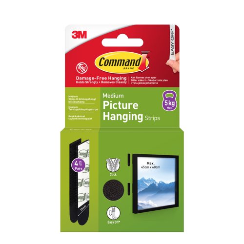 Command Picture Hanging Strips 4 Pairs Medium Black (Pack of 8) 7100337170