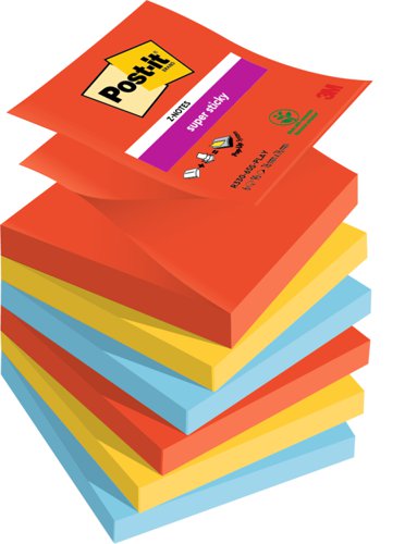 Post-it Super Sticky Z-Notes Playful Colours 76x76mm R330-6SS-PLAY [Pack 6]
