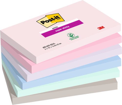 3M Post-it Super Sticky Notes 76x127mm Soulful Colours (Pack 6) 655-6SS-SOUL
