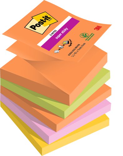Post-it Super Sticky Z-Notes Boost Colours 76x76mm R330-5SS-BOOS [Pack 5]