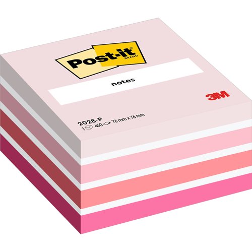 Post-it Note Cube 76x76mm 450 Sheets Pastel Pink 2028P - 7100172384