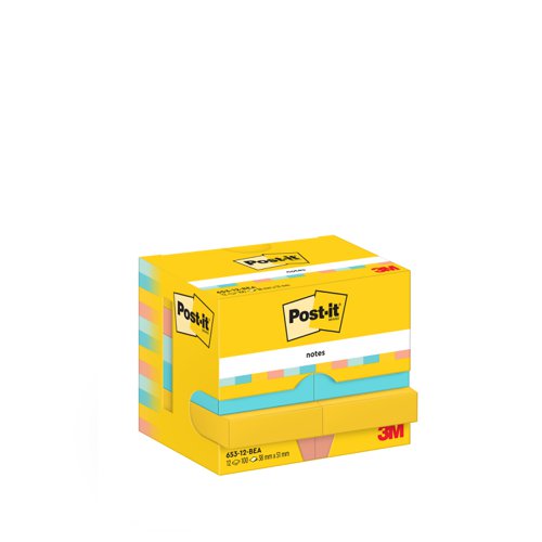 Post-it Notes 38mmx51mm 100 Sheets Beachside (Pack of 12) 653-12-BEA - 3M - 3M06591 - McArdle Computer and Office Supplies