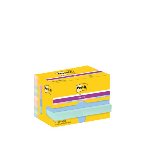 Post-it Super Sticky Notes 47.6x47.6mm 90 Sheets Soulful (Pack of 12) 622-12SS-SOUL 3M