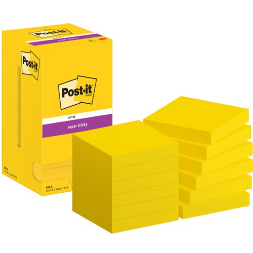 Post-it Super Sticky Notes 76x76mm 90 Sheets Ultra Yellow (Pack 12) 7100290189 3M