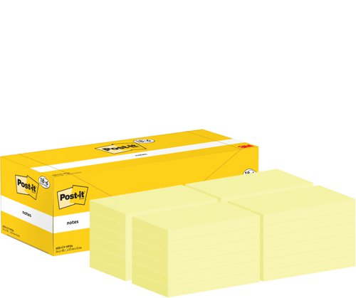 Post-it  Notes 76x127mm Canary Yellow Promo Pack 100 Sheets per Pad (Pack 18 + 6 Free) - 7100317836
