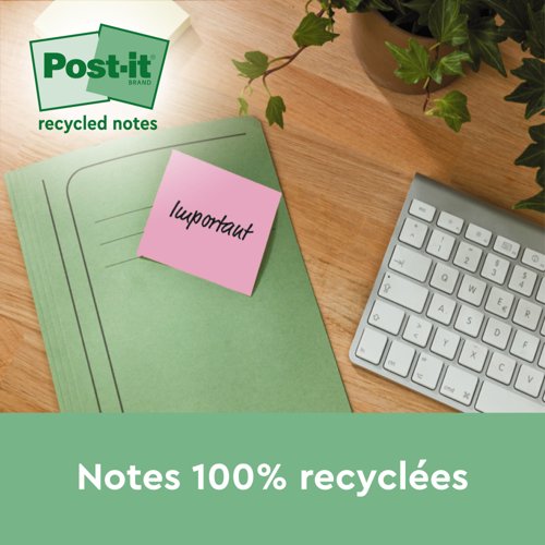 PostIt Super Sticky Recycle 47.6x47.6 Ast Pack 12