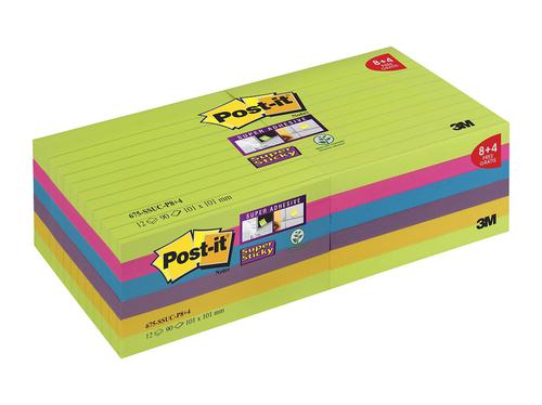 Post-it Super Sticky XL 100x100 90 Sheets Rainbow Ref 675-SSUC-P8 [Pack 8 + 4 Free]