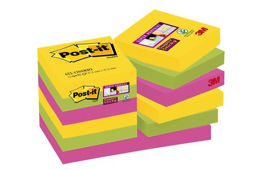 Post-it Notes Super Sticky 47.6 x 47.6mm Rio (Pack of 12) 622-12SSRIO Repositional Notes 3M99848