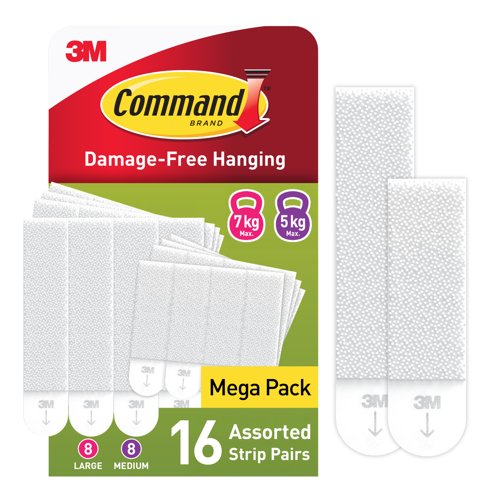 Command Pic Hanging Strips 8 Pairs M + 8 Pairs L Pack of 16 7100349289