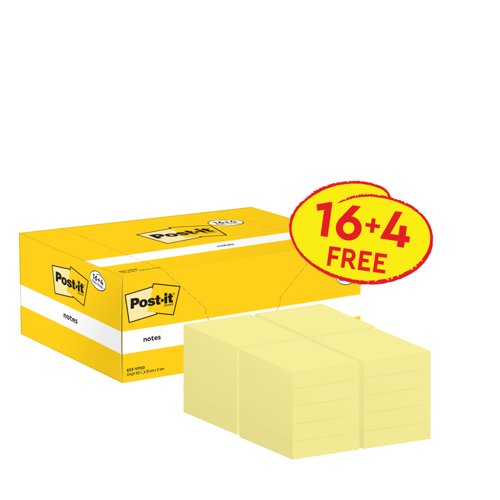 Postit Canary Yellow Value Pack 38x51mm Pack 20