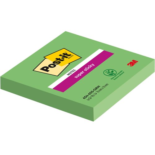 Postit Super Sticky Notes Green 76 mm x 76 mm 90 Sheets/Pad 6 Pads/Pack