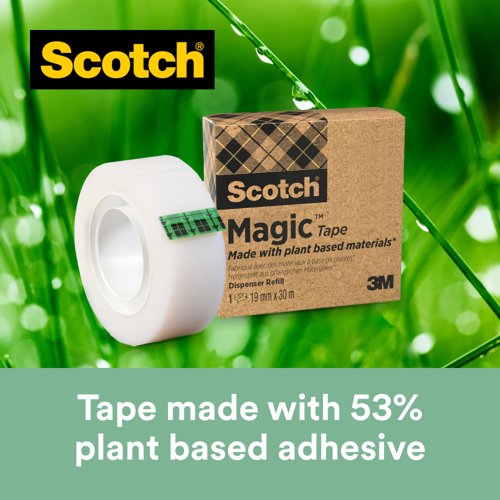 Scotch Magic Tape, Made with 66% Plant Based Adhesive, 19 mm x 33 m, 9 Rolls/Pack