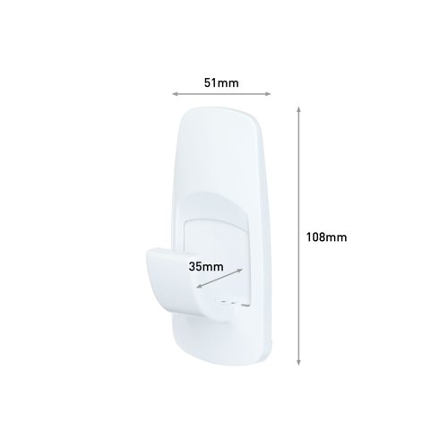 57154MM | Command™ Jumbo Hook is our innovative solution for hanging heavier items like wet coats, schoolbags, even stepladders and ironing boards, securely and damage free. It holds strongly and removes cleanly using 3M stretch-release technology. Hang heavier items like wet coats, schoolbags, clothes horses, and even stepladders easily with the Command™ Jumbo Hook. It’s a great way to de clutter your hallway utility room and garage. This jumbo sized heavy duty hook is easy to apply and removes cleanly. It won’t damage plaster or leave holes sticky residues or stains behind making it ideal for rented accommodation. It has a sturdy robust weight capacity of 3.4 kg and holds strongly to a variety of surfaces including solid hollow and painted walls. And with Command™ Refill Strips you can reuse it for other jobs around the home or office. Each package contains one hook and two large adhesive strips.