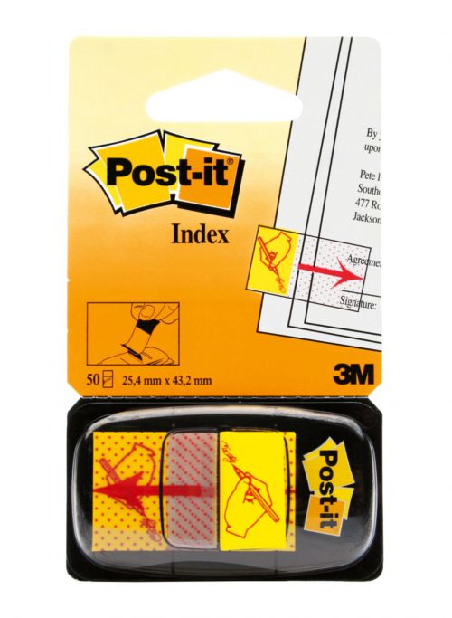 Post-it Index Tabs Sign Here Yellow (Pack of 50) 680-9 Page Markers 3M06269