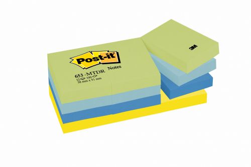 Post-it Colour Notes Pad of 100 Sheets 38x51mm Dreamy Palette Rainbow Colours Ref 653MTDR [Pack 12]  815802