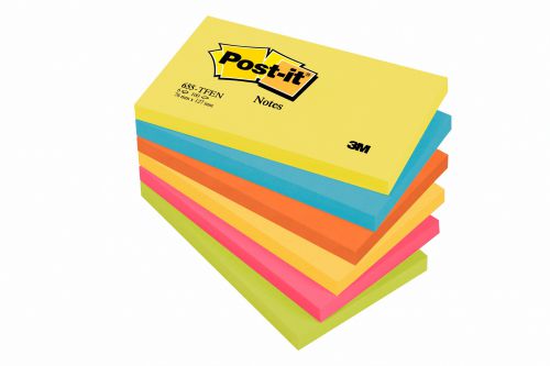 Post-it Notes 76 x 127mm Energy Colours (Pack of 6) 655TF Repositional Notes 3M87125