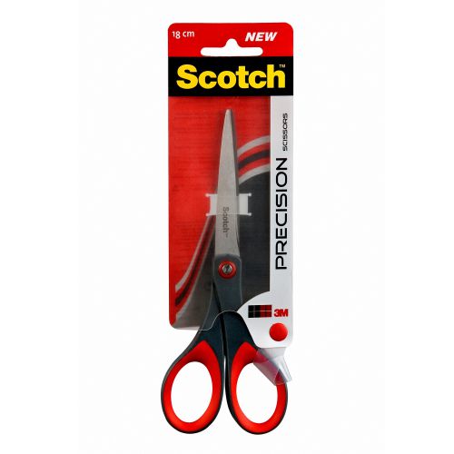 Scotch Precision Scissors Stainless Steel Ambidextrous Comfort Handles 180mm Red Ref 1447