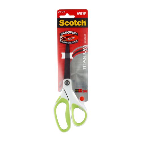 Scotch Titanium Scissors 8inch/200mm White/Green with Comfort Grip