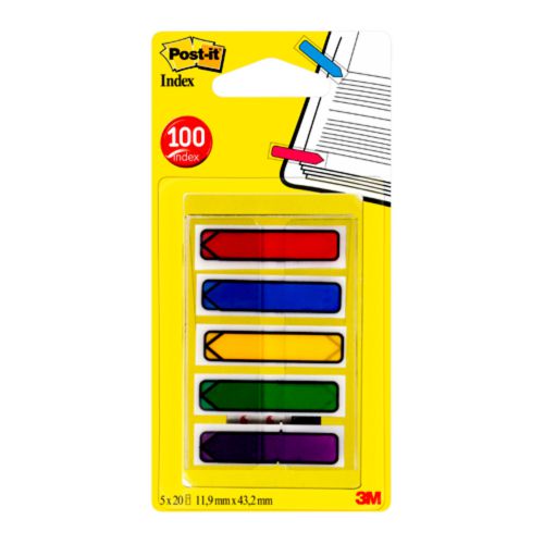 Post-it Index Arrows Repositionable 12x43mm 5x20 Tabs Assorted Colours (Pack 100) 684-ARR1