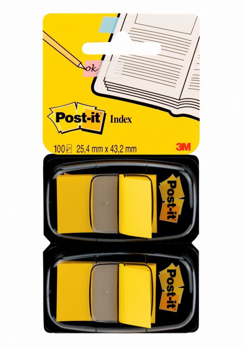 Post-It Index Dispenser Dual Pack Repositionable 25x43mm 2x50 Tabs Yellow (Pack 100) 680-Y2EU - 7000047707