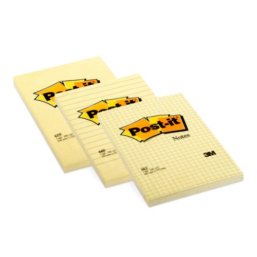 Post-it Notes Large Plain Pad of 100 Sheets 102x152mm Canary Yellow Ref 659 [Pack 6] 3M