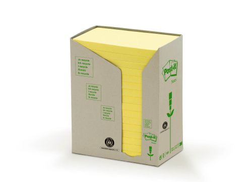 Post-it Note Recycled Tower Pack 76x127mm Pastel Yellow Ref 655-1T [Pack 16]
