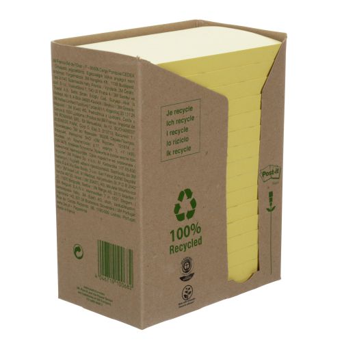 Post-it Note Recycled Tower Pack 76x127mm Pastel Yellow 655-1T Pack 16 