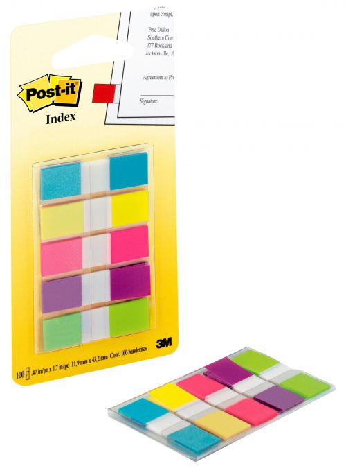 Post-it Portable Small Index 12mm Assorted (Pack of 100) 683-5CBINDEX