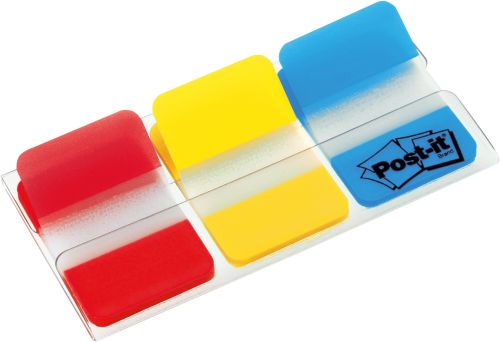 Post-it Index Flags Strong Repositionable 25x38mm 3x22 Tabs Red Yellow Blue (Pack 66) 686-RYB - 7000146810
