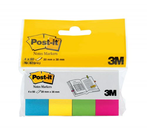 Post-it Note Markers 50 each of  Yellow Pink and Green Ref 6704U [Pack 4]