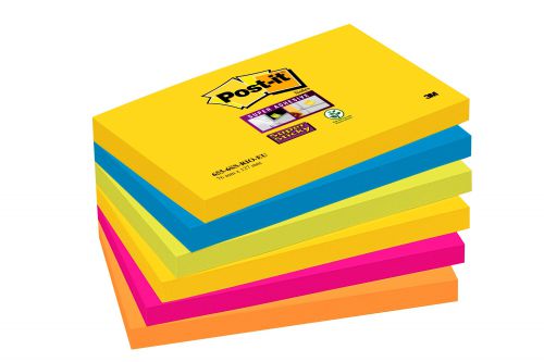 Post-it Super Sticky 76x127mm Rio Assorted 70-0052-5132 PK6
