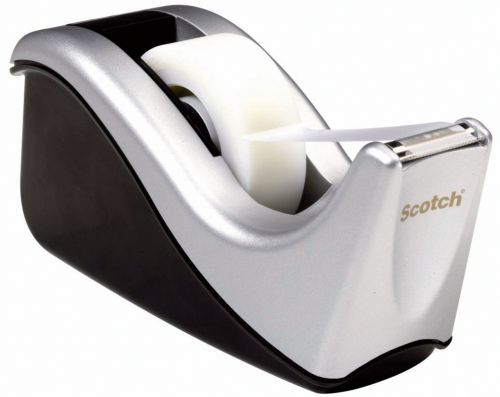 3M Scotch Magic Tape Contour Desktop Dispenser Weighted With 1 Roll 19mmx33m Grey