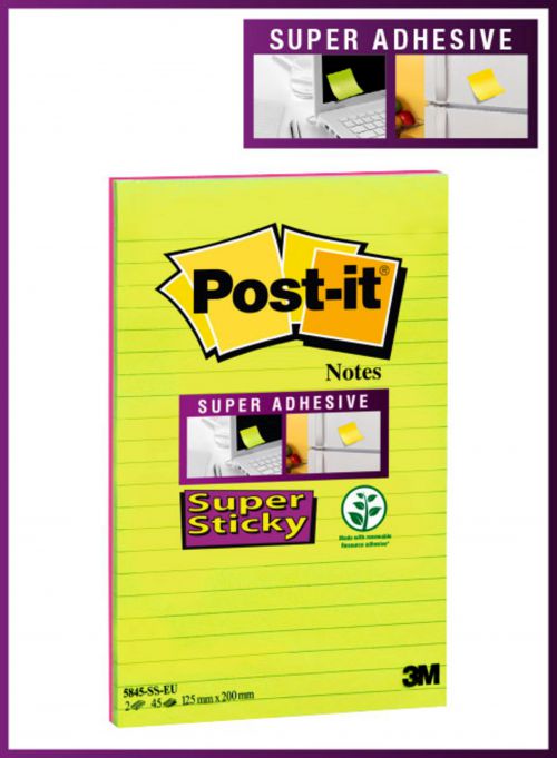 Post-it Notes Super Sticky 127 x 203mm Ultra (Pack of 2) 5845-SSEU