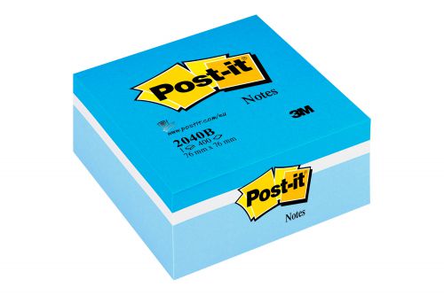 Post-it Note Colour Cube 76 x 76mm Blue 400 Sheets 2040B