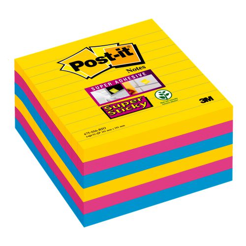 Post-it Super Sticky XL Lined Rio Colours Notes PK6