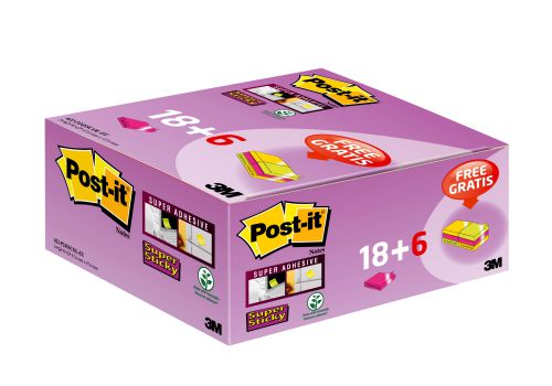 Post-it Super Sticky 47.6x 7.6mm Assorted (Pack of 24) 622- P24SSCOL