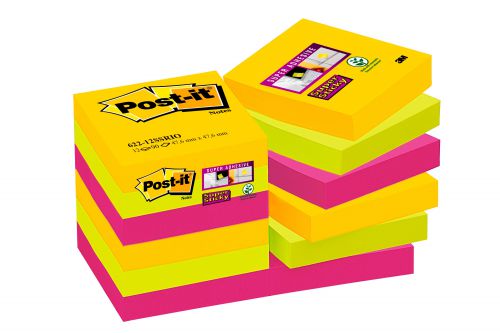 Post-it Notes Super Sticky 47.6 x 47.6mm Rio (Pack of 12) 622-12SSRIO