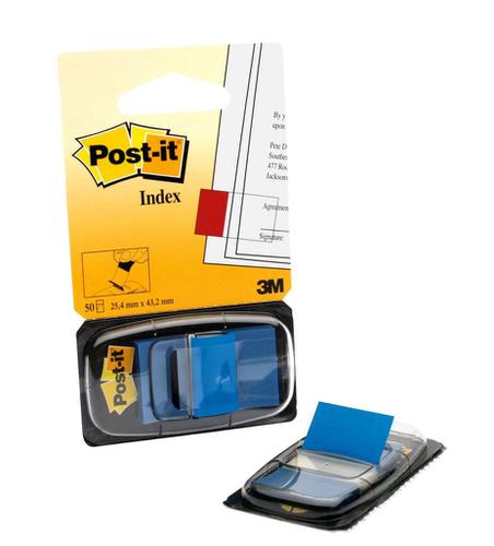 3M Post-it Index Tab 25mm Blue with Dispenser 680-2 Page Markers 3M70689
