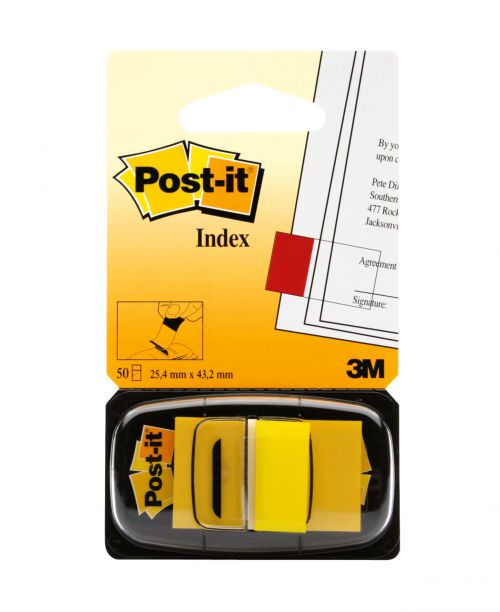 Post-it Index Flags Repositionable 25x43mm 12x50 Tabs Yellow (Pack 600) 7100102671