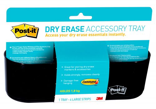 Post-it Dry Erase Accessory Tray w/ 4 Large Command Strips DEFTRAY-EU