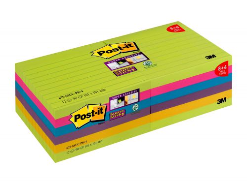 Post-it Super Sticky 101x101mm Ultra (Pack of 12) 675-SSUC-P8+4