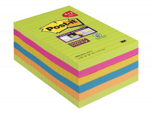 Post-it Super Sticky 101 x 152mm Ultra (Pack of 6) 4690-SSUC-P4+2