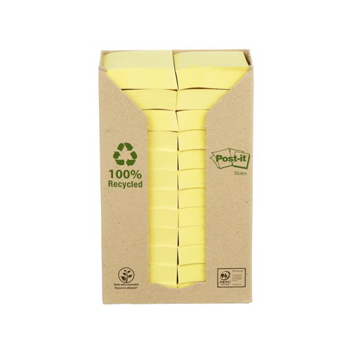 Post-it Recycled Notes 38 mm x 51 mm Canary Yellow (Pack 24) 7100172247