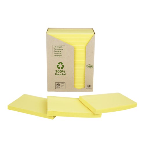 Post-it Note Recycled Tower Pack 76x127mm Pastel Yellow 655-1T [Pack 16]