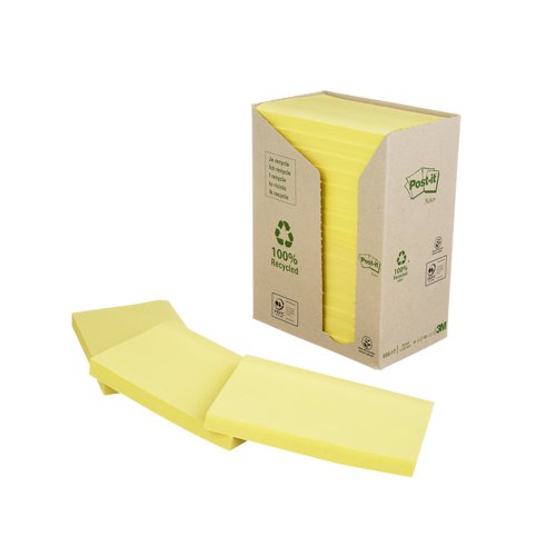 39215MM - Post-it Recycled Notes 76 mm x 127 mm Canary Yellow (Pack 16) 7100172248