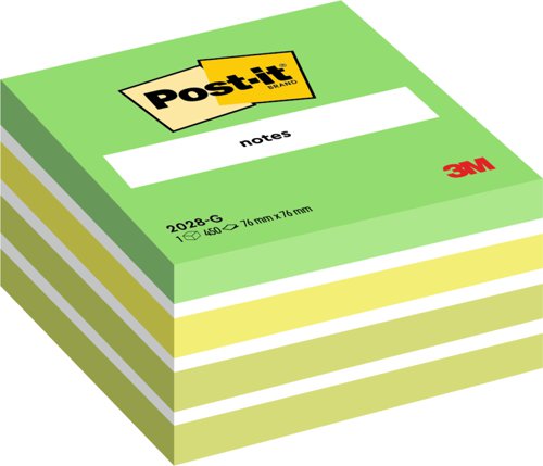 Post-it Note Cube Pad of 450 Sheets 76x76mm Pastel Green Ref 2028G